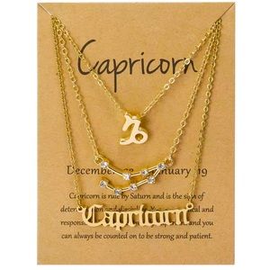 3Pcs/Set Zodiac/Constellation Charm Gold Necklace
